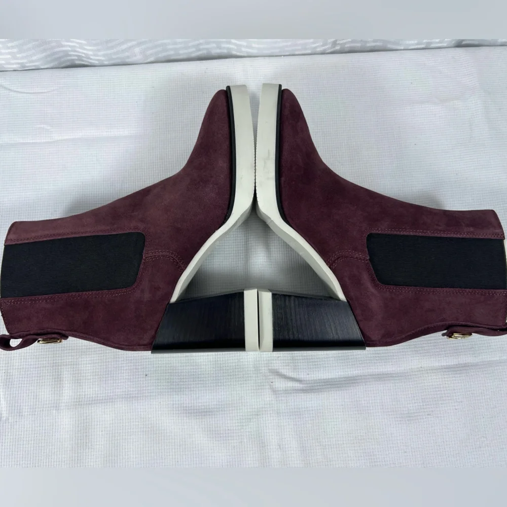 NIB Furla Greta Chelsea Boots Burgundy Suede Size 36 EU Made in Italy